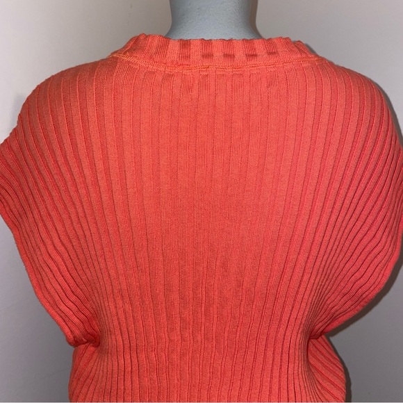 Free People FP Beach Orange Ribbed Short Sleeve Cotton Sweater Dolman XL - Picture 5 of 7